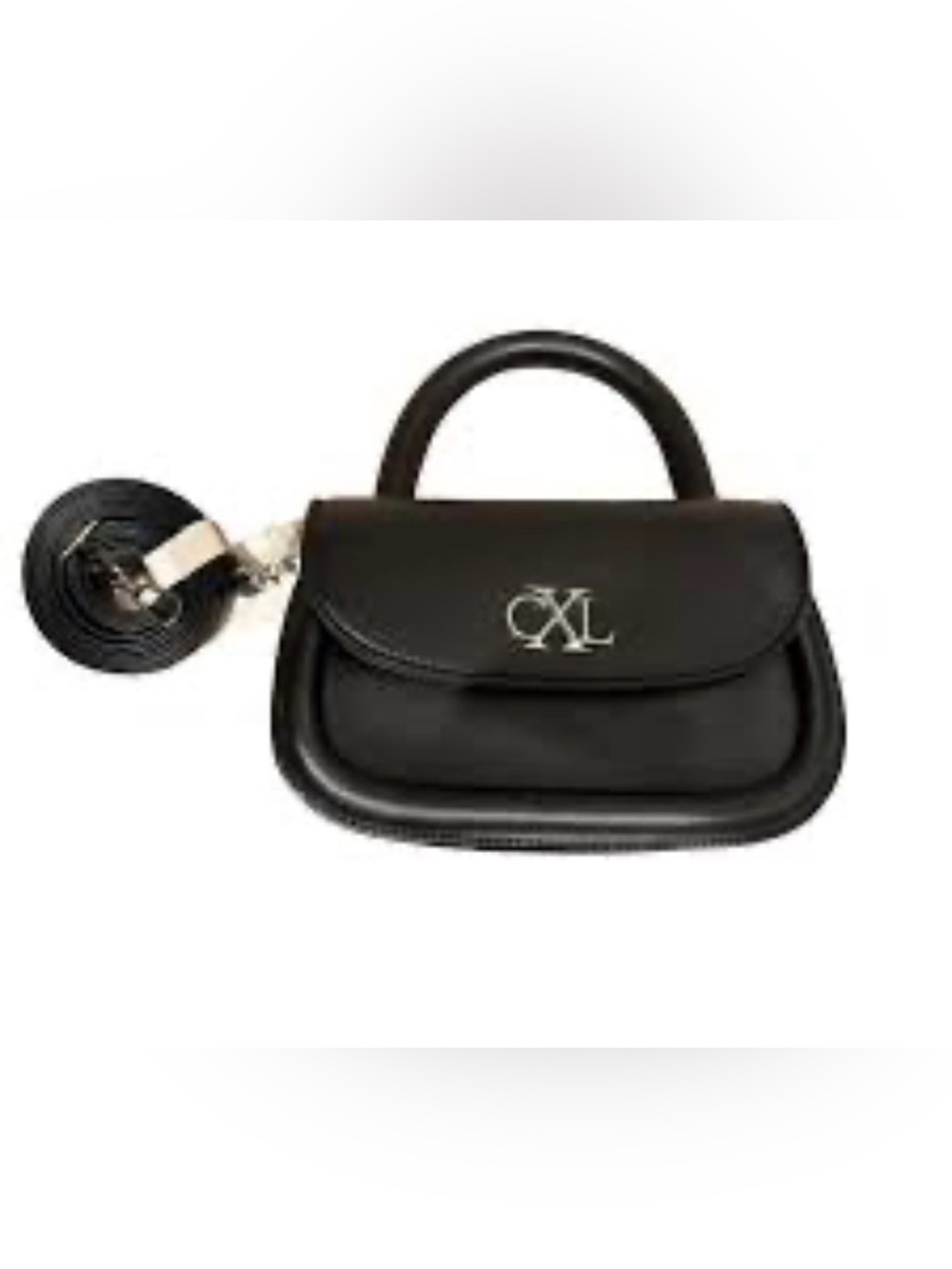 Black Mini Top-Handle Bag with Silver Logo Accent